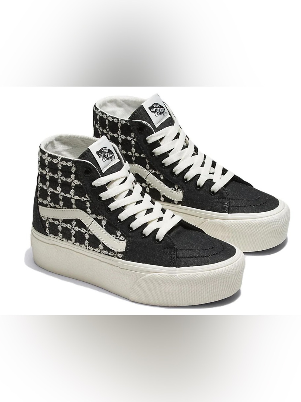 Vans Black & White Daisy High-Top Sneakers